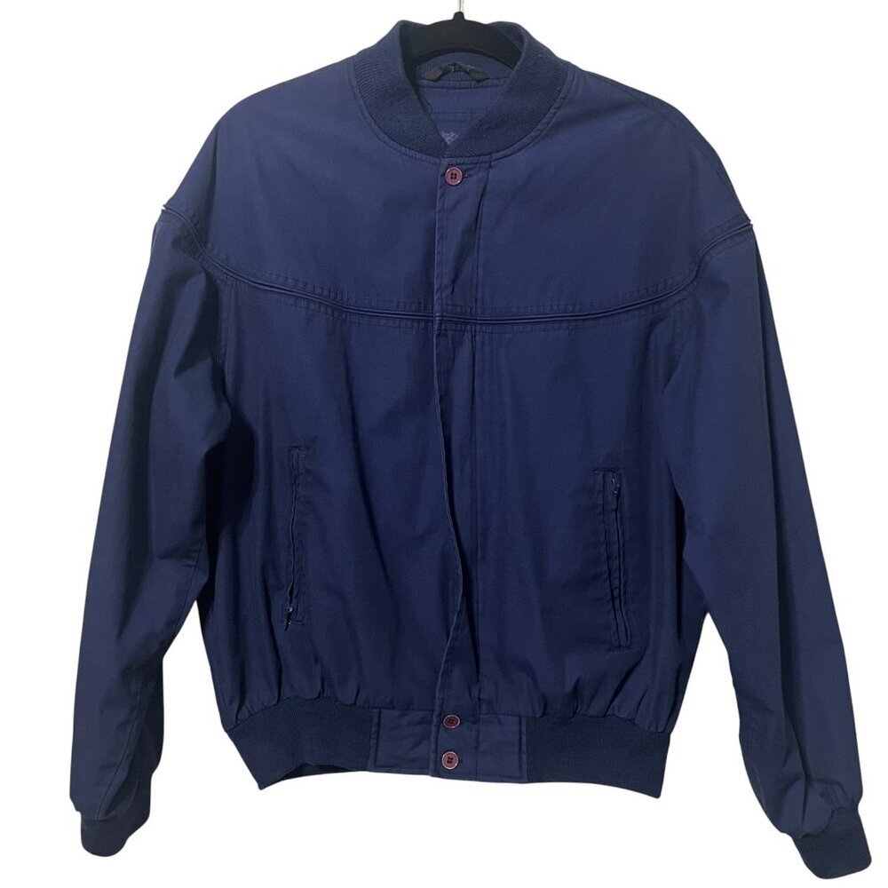 Vintage 80s Blue Bomber Jacket Size Medium